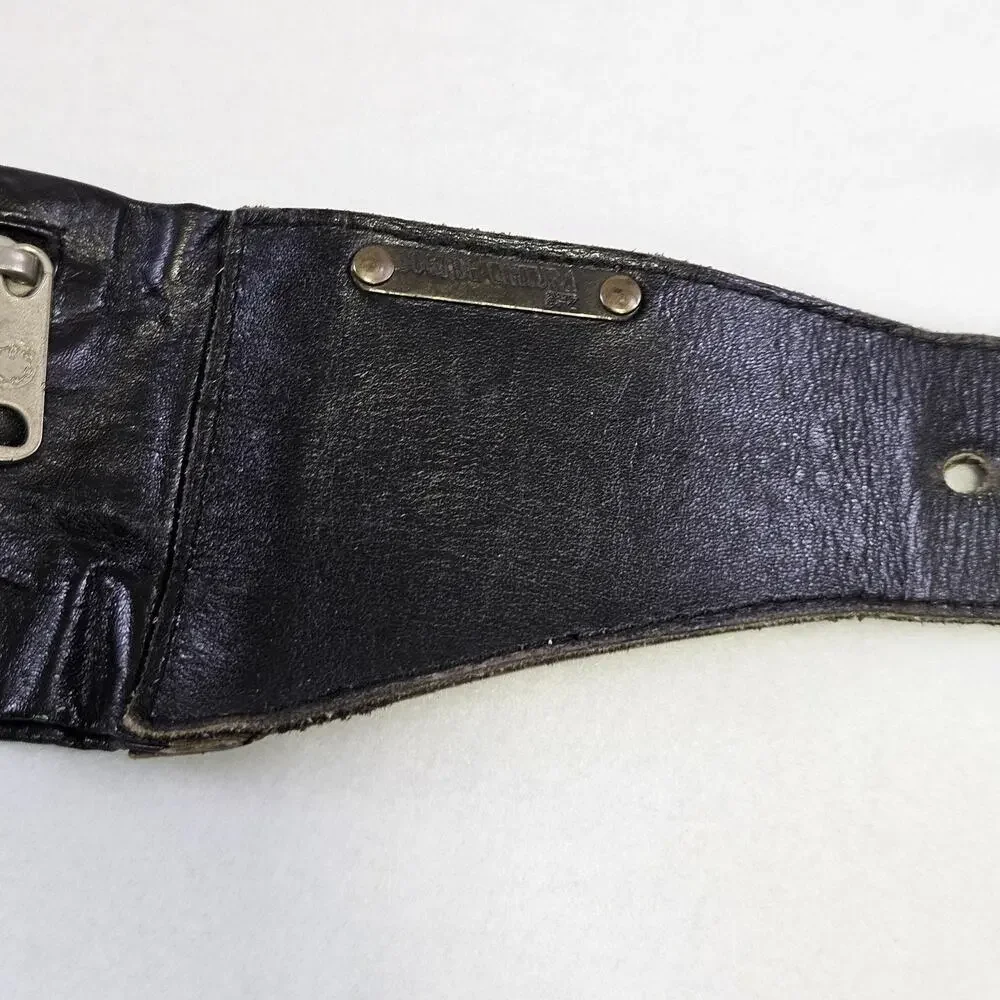 VTG Brazilian Leather Money Belt S Black Zippered Pouch Wide Biker Goucho Travel